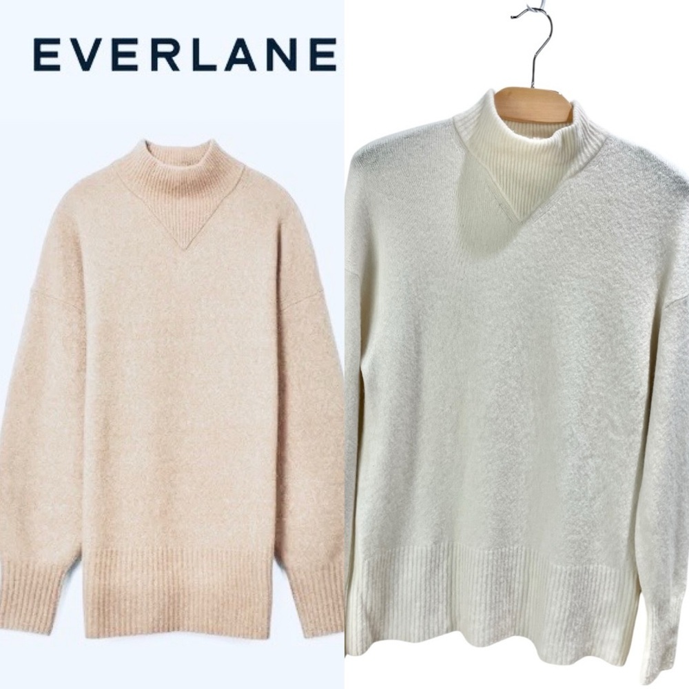 Everlane The Cozy Stretch Pullover Sweater Wool Yak Cream Sweater Size M